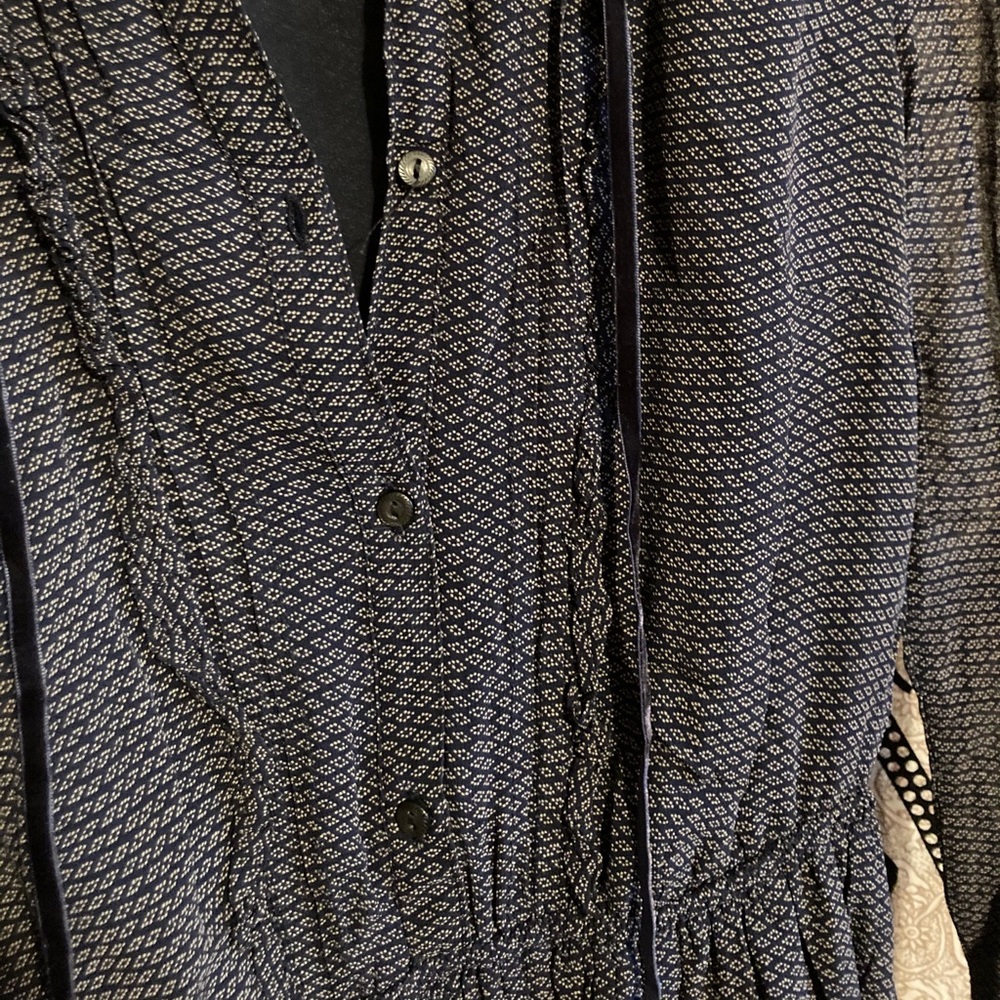 Blue Patterned Ruffled Ralph Lauren Dress Size S - Picture 2 of 6